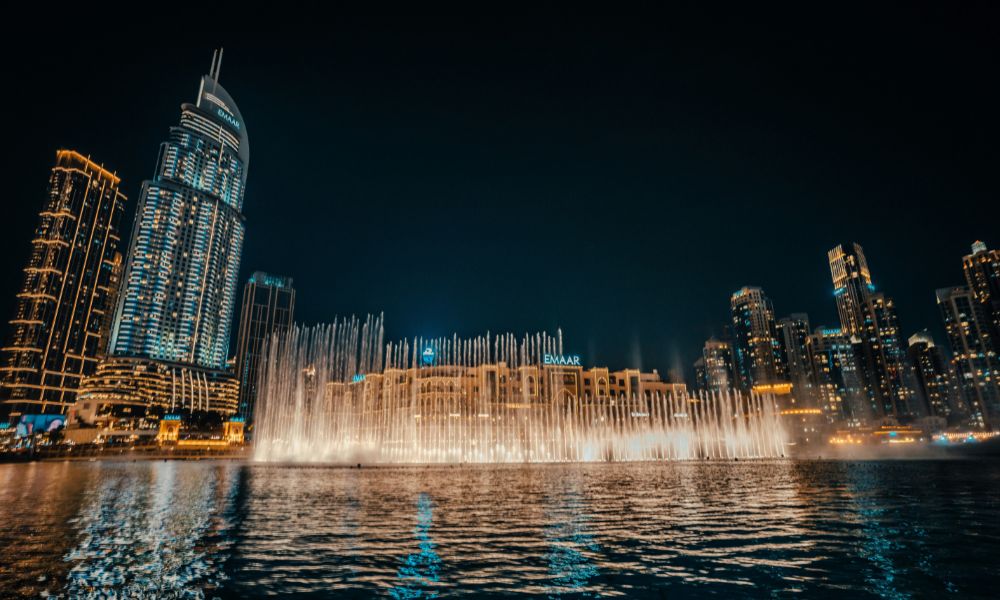 Burj Khalifa and Dubai Fountain at night, one of the best things to do in Dubai 2025